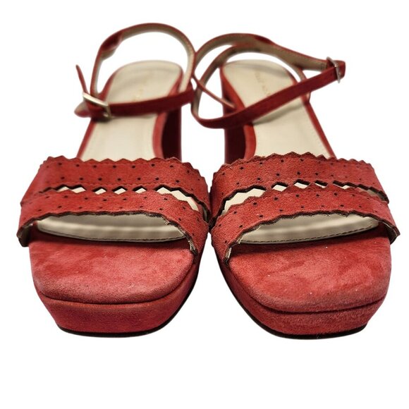 Pelle Moda Ansel Red Ankle Strap Suede Heels, Women's 10 - Picture 3 of 10